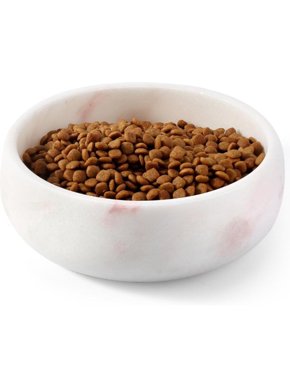 Stylish Non-Slip Marble Dog Bowl - Heavy 5lbs, Holds 4 Cups, Easy to Clean